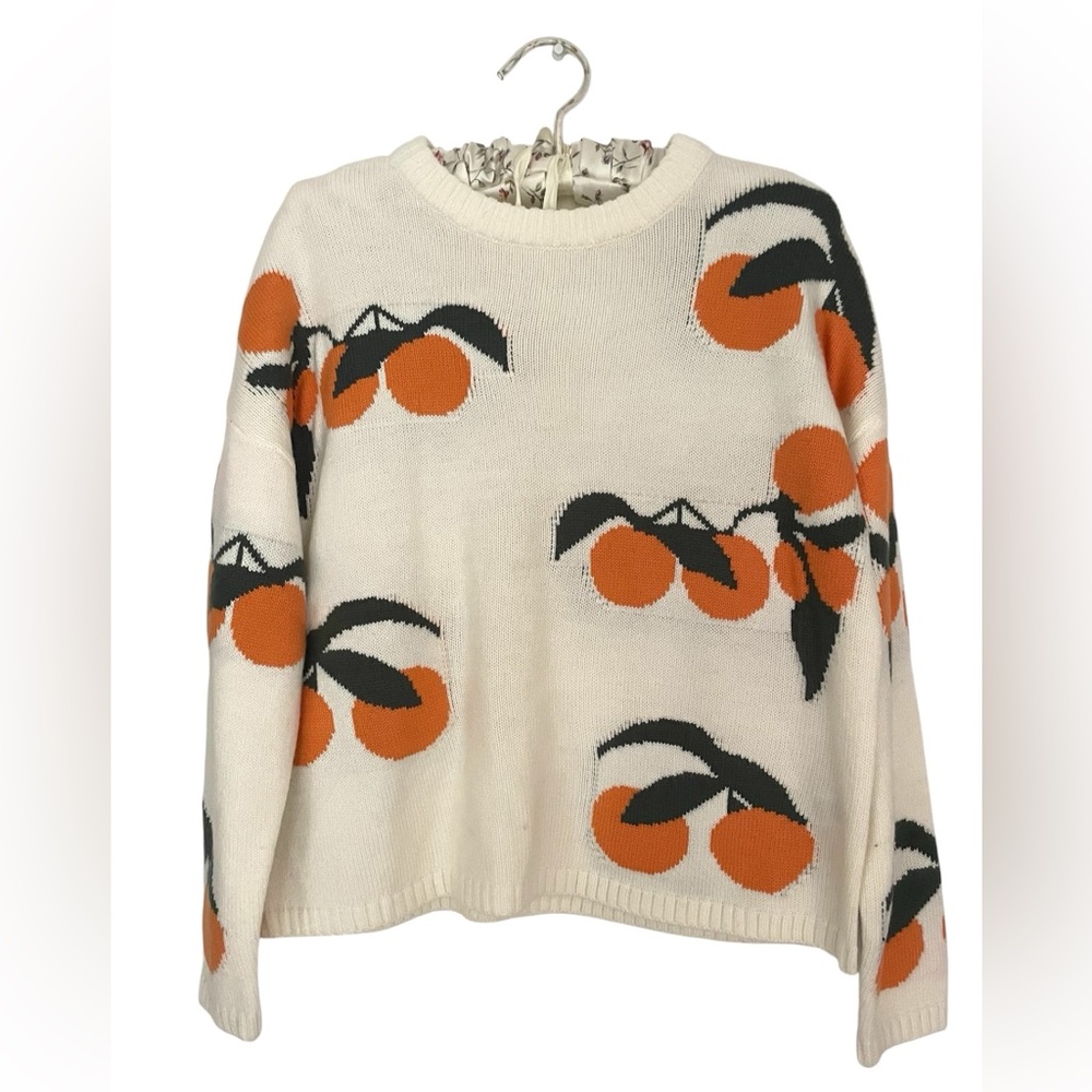twik  by simons Orange Patterned Sweater print small
